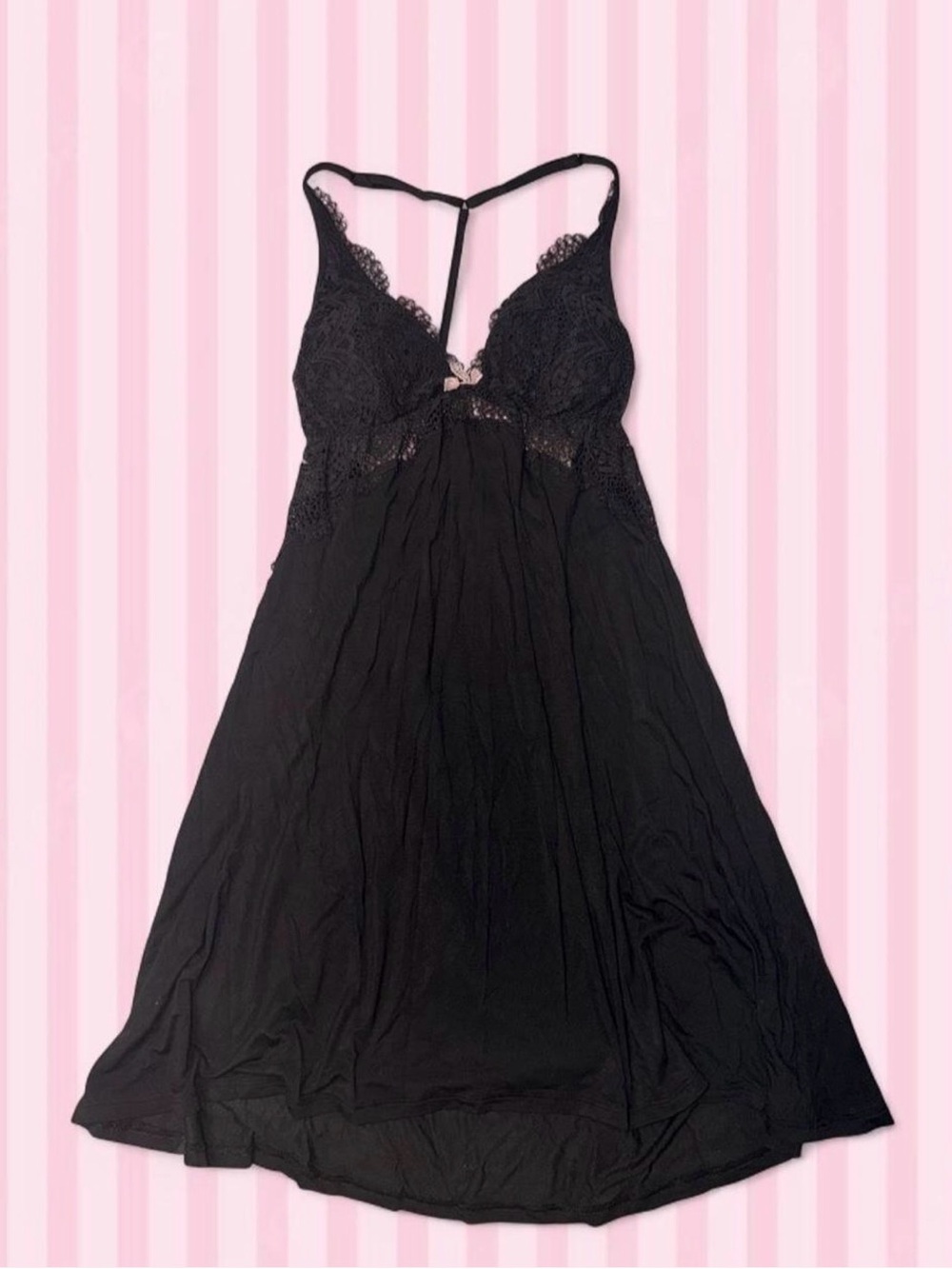VS Black Lace Trim Nightdress - Women's Intimates